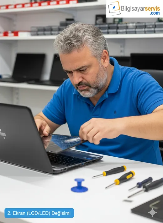 Laptop ekran değişimi teknik servis çalışması